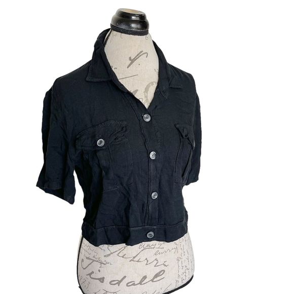 Dont Ask Why Womens Button Down Shirt Blouse One Size Made Italy Short Sleeve - Picture 3 of 12